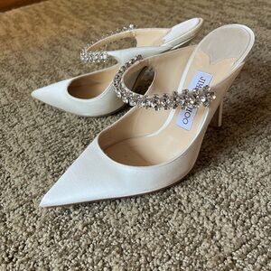 Jimmy Choo off white satin Bing 100 heels size 37